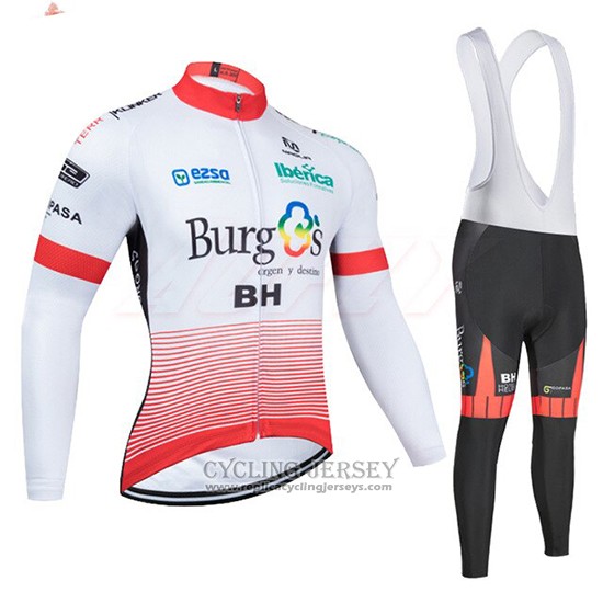 2020 Cycling Jersey Burgos BH White And Red Long Sleeve And Bib Tight